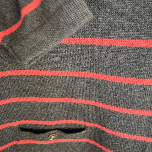 Banana Republic Sweater Dress Gray Coral Stripe Pockets Button Detail Size Large - Picture 8 of 10